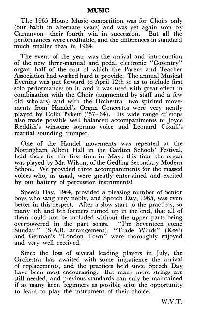 The School Organ - 1965